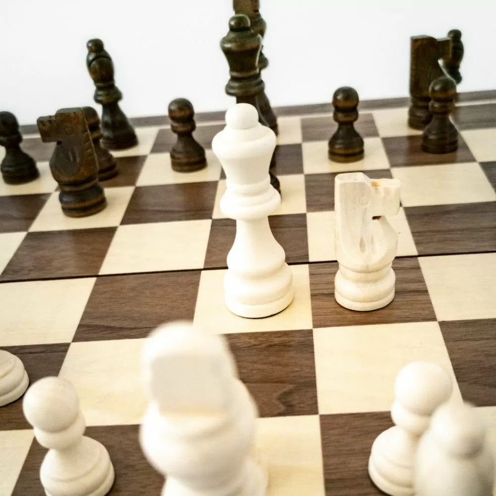 Chess : Wooden Folding Chess/Checkers/Backgammon Set 40cm